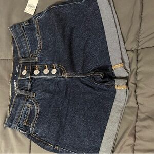 Old Navy Dark Blue Jean Shorts with Button Detail